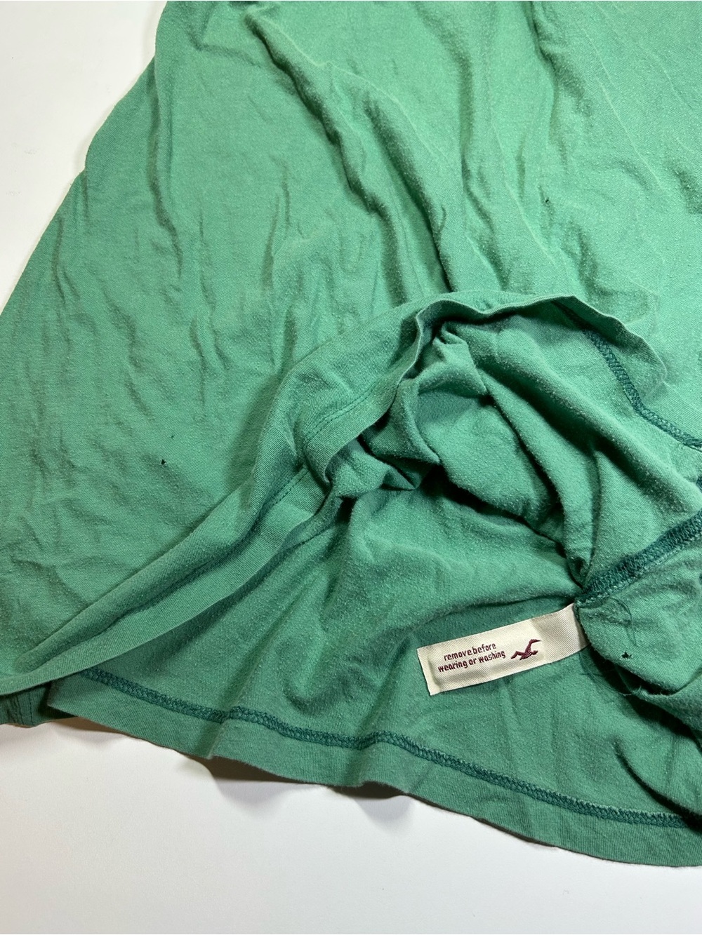 Hollister Women's Large Green V-Neck Elbow Sleeve Tee 100% Cotton Vintage - Picture 9 of 11